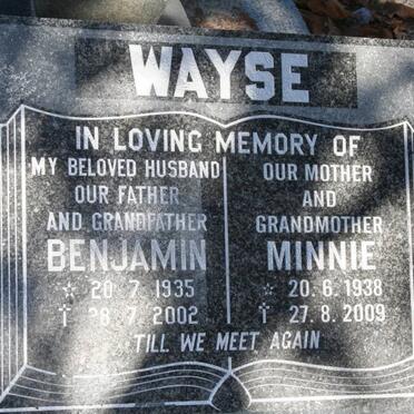 WAYSE Benjamin 1935-2002 &amp; Minnie 1938-2009