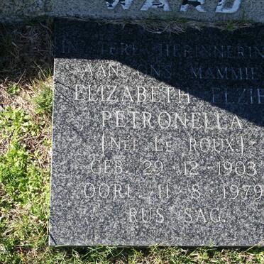 WARD Elizabeth Elzie Petronella nee LE ROUX 1903-1979