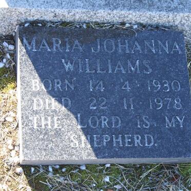 WILLIAMS Maria Johanna 1930-1978