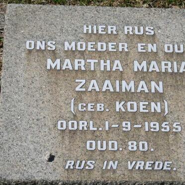 ZAAIMAN Martha Maria nee KOEN -1955