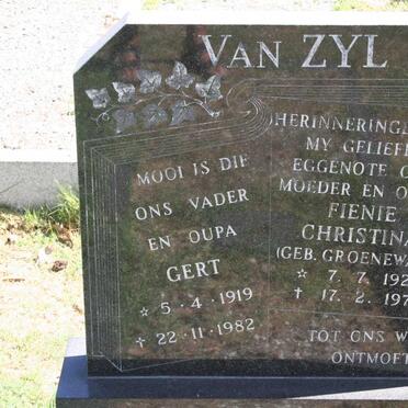 ZYL Gert, van 1919-1982 &amp; Fienie Christina GROENEWALD 1923-1979