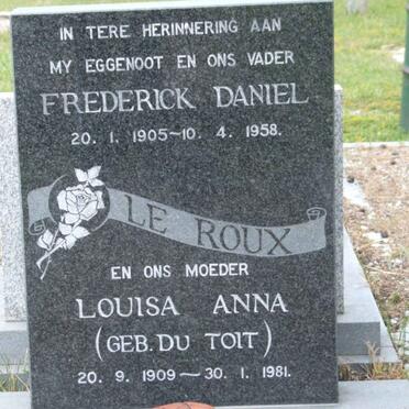 zzROUX Frederick Daniel, le 1905-1958 &amp; Louisa Anna DU TOIT 1909-1981