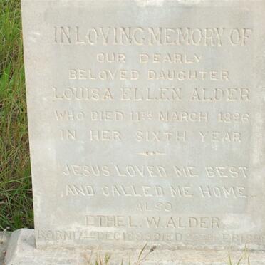 ALDER Louisa Ellen -1896 :: ALDER Ethel W. 1883-189?