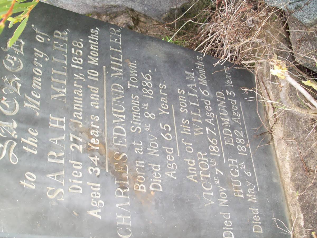 MILLER Sarah -1858 MILLER :: MILLER Charles Edmund -1886 :: MILLER Victor William -1867 :: MILLER Hugh Edmund -1882