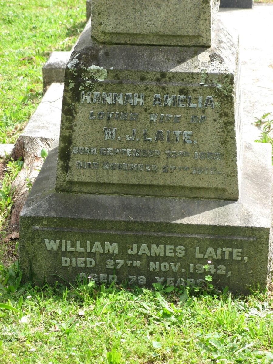 LAITE William James -1942 &amp; Hannah Amelia 1862-1916