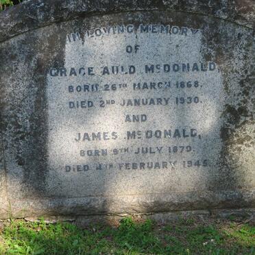 McDONALD James 1870-1945 &amp; Grace Auld 1868-1930