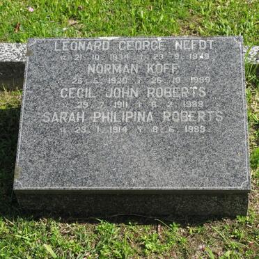 NEFDT Leonard George 18?4-1978 :: KOFF Norman 1920-1989 :: ROBERTS Cecil John 1911-198? :: Roberts Sarah Philipina 1914-1989