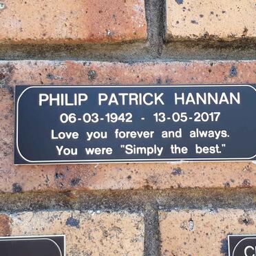 HANNAN Philip Patrick 1942-2017