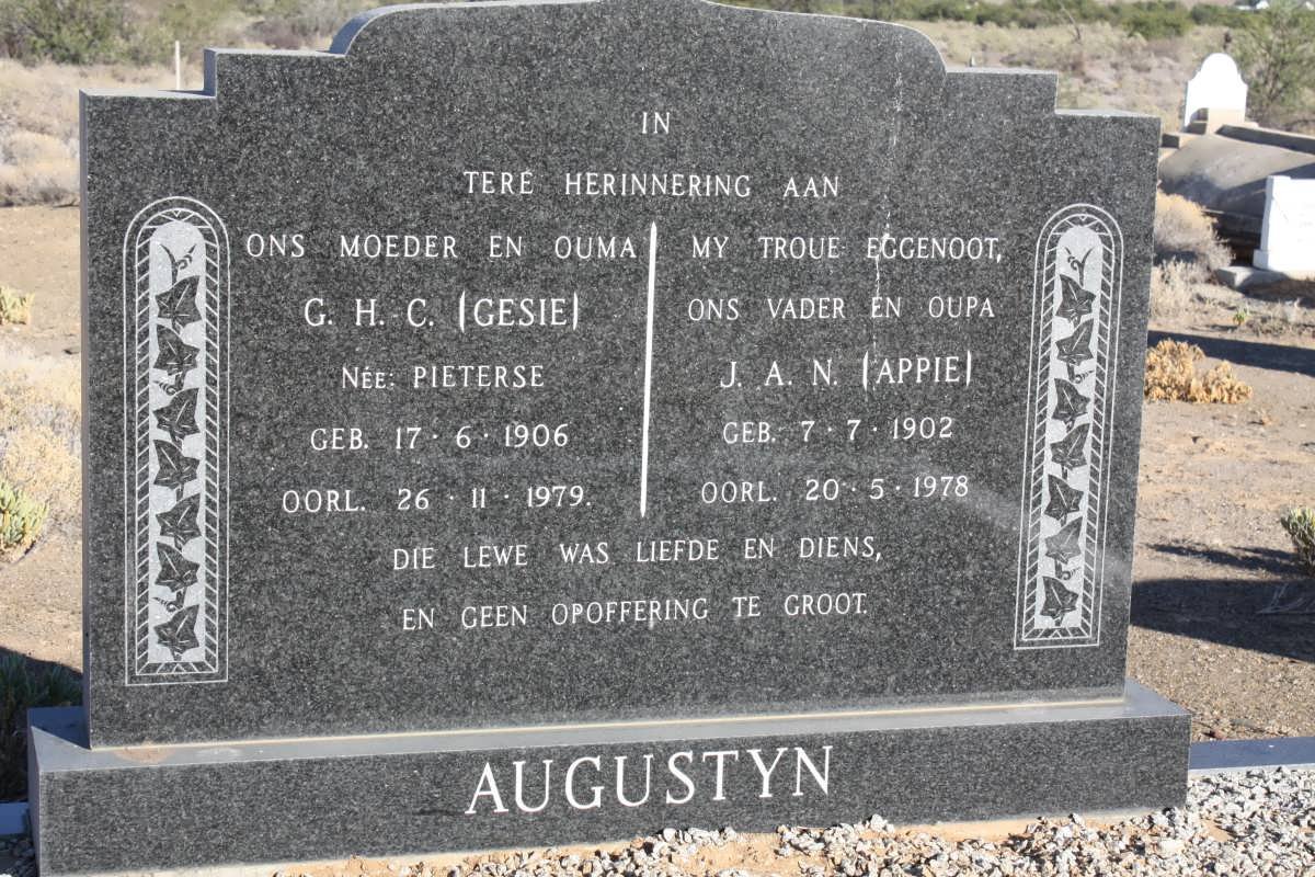 AUGUSTYN J.A.N. 1902-1978 &amp; G.H.C. 1906-1979