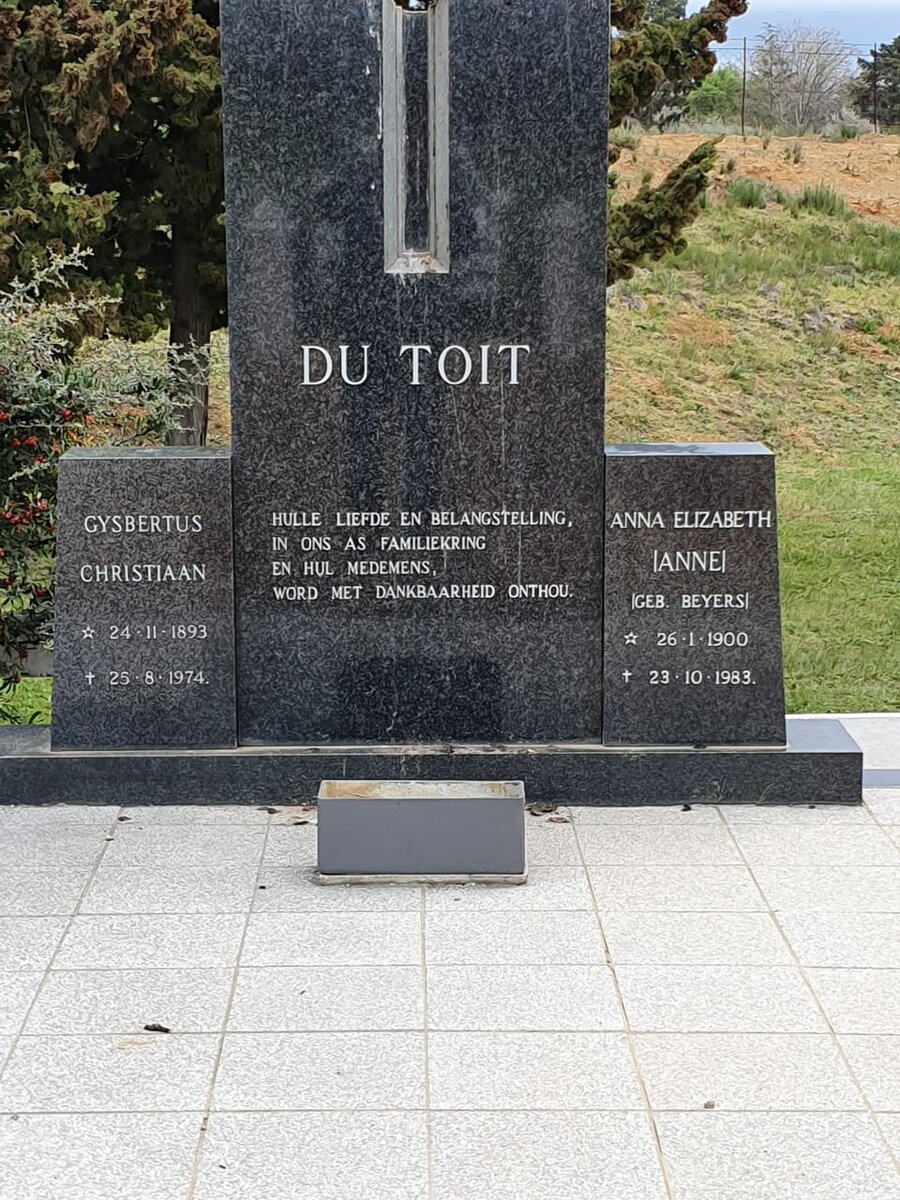 TOIT Gysbert Christaan 1893-1974 &amp; Anna Elizabeth BEYERS 1900-1983