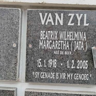 ZYL Beatrix Wilhelmina Margaretha, van nee DE BEER 1918-2005