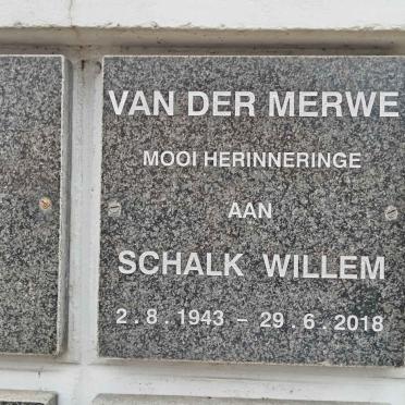 MERWE Schalk Willem, van der 1943-2018