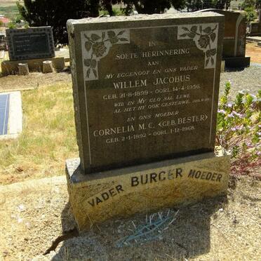 BURGER Willem Jacobus 1899-1956 &amp; Cornelia M.C. BESTER 1892-1968