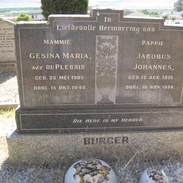 BURGER Jacobus Johannes 1901-1956 &amp;  Gesina Maria DU PLESSIS 1905-1948