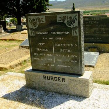 BURGER Gert Erasmus 1906-1964 &amp; Elizabeth M.S. 1906-1998