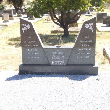 KOTZE Bertus 1926-1978 &amp; Anna VAN TAAK 1932-2005
