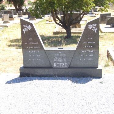 KOTZE Bertus 1926-1978 &amp; Anna VAN TAAK 1932-2005