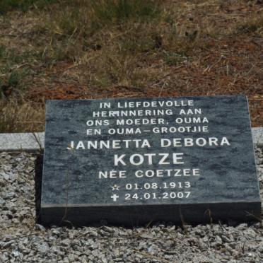 KOTZE Jannetta Debora nee COETZEE 1913-2007