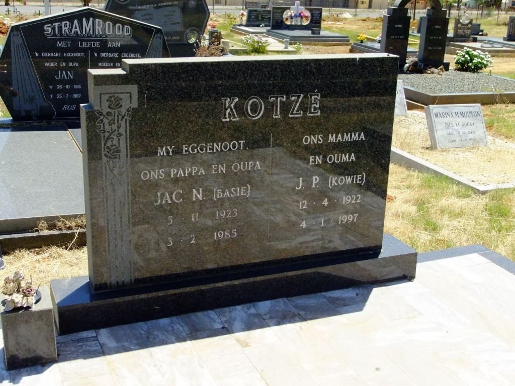 KOTZÉ Jac N. 1923-1985 &amp; J.P. 1922-1997