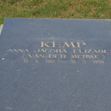 KEMP Anna Jacoba Elizabeth nee VAN DER MERWE 1912-199?