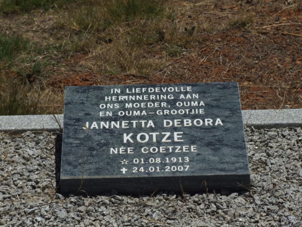 KOTZE Jannetta Debora nee COETZEE 1913-2007