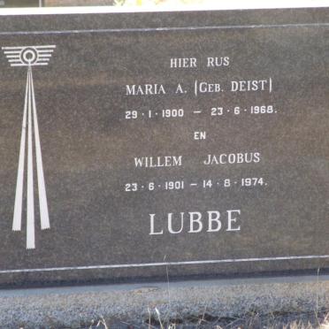LUBBE Willem Jacobus 1901-1974 &amp; Maria A. DEIST 1900-1968