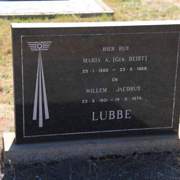 LUBBE Willem Jacobus 1901-1974 &amp; Maria A. DEIST 1900-1968