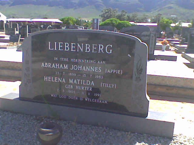 LIEBENBERG Abraham Johannes 1899-1983 &amp; Helena Matilda HURTER 1903-1991