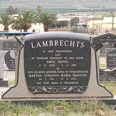 LAMBRECHTS Amos Daniel 1926-1981 &amp; Martha Johanna Maria 1931-2011