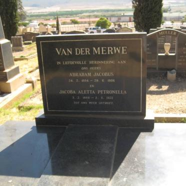 MERWE Abraham Jacobus, van der 1864-1956 &amp; Jacoba Aletta Petronella 1888-1972