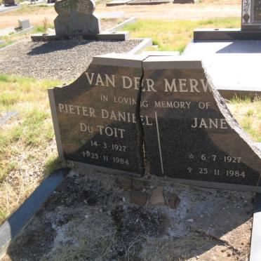 MERWE Pieter Daniel Du Toit, van der 1927-1984 &amp; Jane 1927-1984
