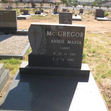 McGREGOR Annie Maria 1912-1986