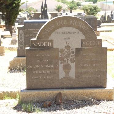 MERWE Johannes David P., van der 1892-1969 &amp; Gezina Maria HANEKOM 1896-1968