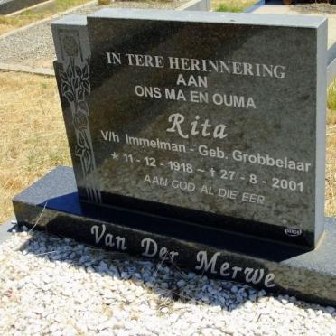 MERWE Rita, van der voorheen IMMELMAN nee GROBBELAAR 1918-2001
