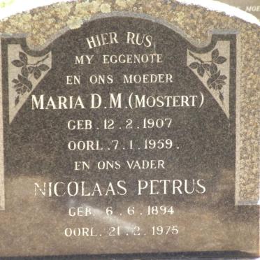 MOSTERT Nicolaas Petrus 1894-1975 &amp; Maria D.M. 1907-1959