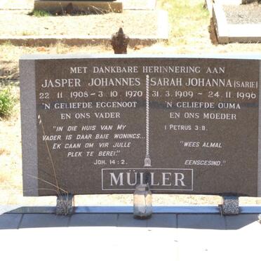 MULLER Jasper Johannes 1908-1970 &amp; Sarah Johanna 1909-1996