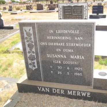 MERWE Susanna Maria, van der nee GOOSEN 1925-1985