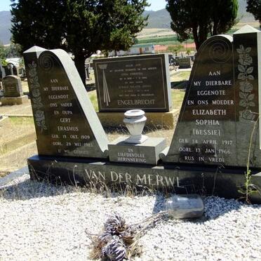 MERWE Gert Erasmus, van der 1909-1983 &amp; Elizabeth Sophia 1917-1966