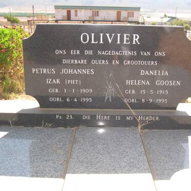 OLIVIER Petrus Johannes Izak 1909-1995 &amp; Danelia Helena GOOSEN 1915-1995