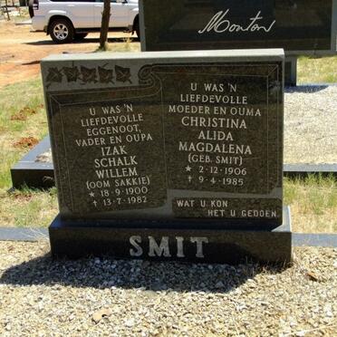 SMIT Izak Schalk Willem 1900-1982 &amp; Christina Alida Magdalena SMIT 1906-1985