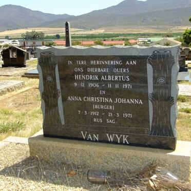 WYK Hendrik Albertus, van 1906-1971 &amp; Anna Christina Johanna BURGER 1912-1971