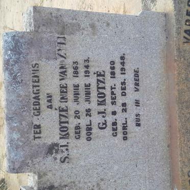 KOTZE G.J. 1860-1948 &amp; S.J. van ZYL 1863-1943
