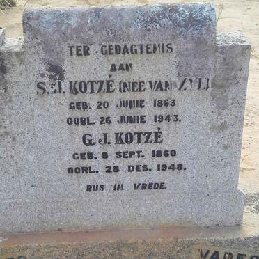 KOTZE G.J. 1860-1948 &amp; S.J. van ZYL 1863-1943