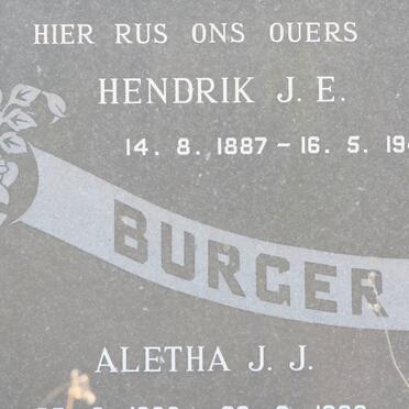 BURGER Hendrik J.E. 1887-1944 &amp; Aletha J.J. 1888-1960