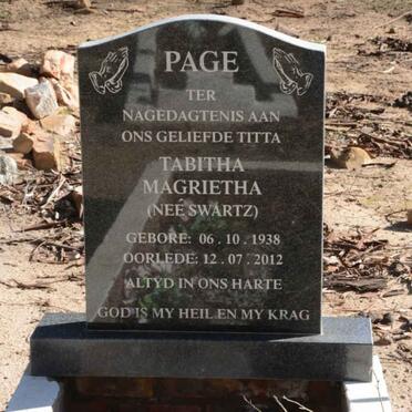 PAGE Tabitha Magrietha nee SWARTZ 1938-2012