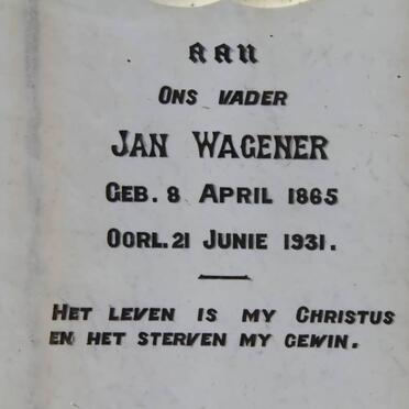 WAGENER Jan 1865-1931