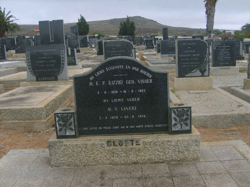 CLOETE M.V. 1879-1974 & M.E.P. VISSER 1879-1957
