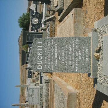 DUCKITT Frederick Van Der Riet 1918-2000 &amp; Anna Dorothea COETSEE 1923-1987