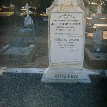 KIRSTEN Gert Theunis 1876-1918 &amp; Hildedora Johanna VAN DER MERWE 1884-1977