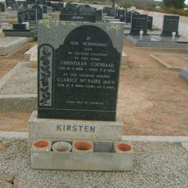 KIRSTEN Christiaan Coenraad 1886-1954 &amp; Clarice MCNAIRE 1894-1980
